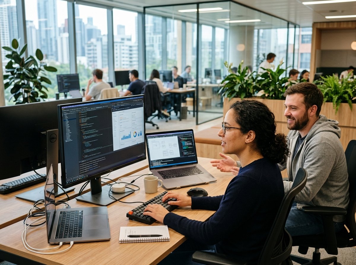 Rudracore Software Engineers Collaborating on Enterprise Cloud Solutions