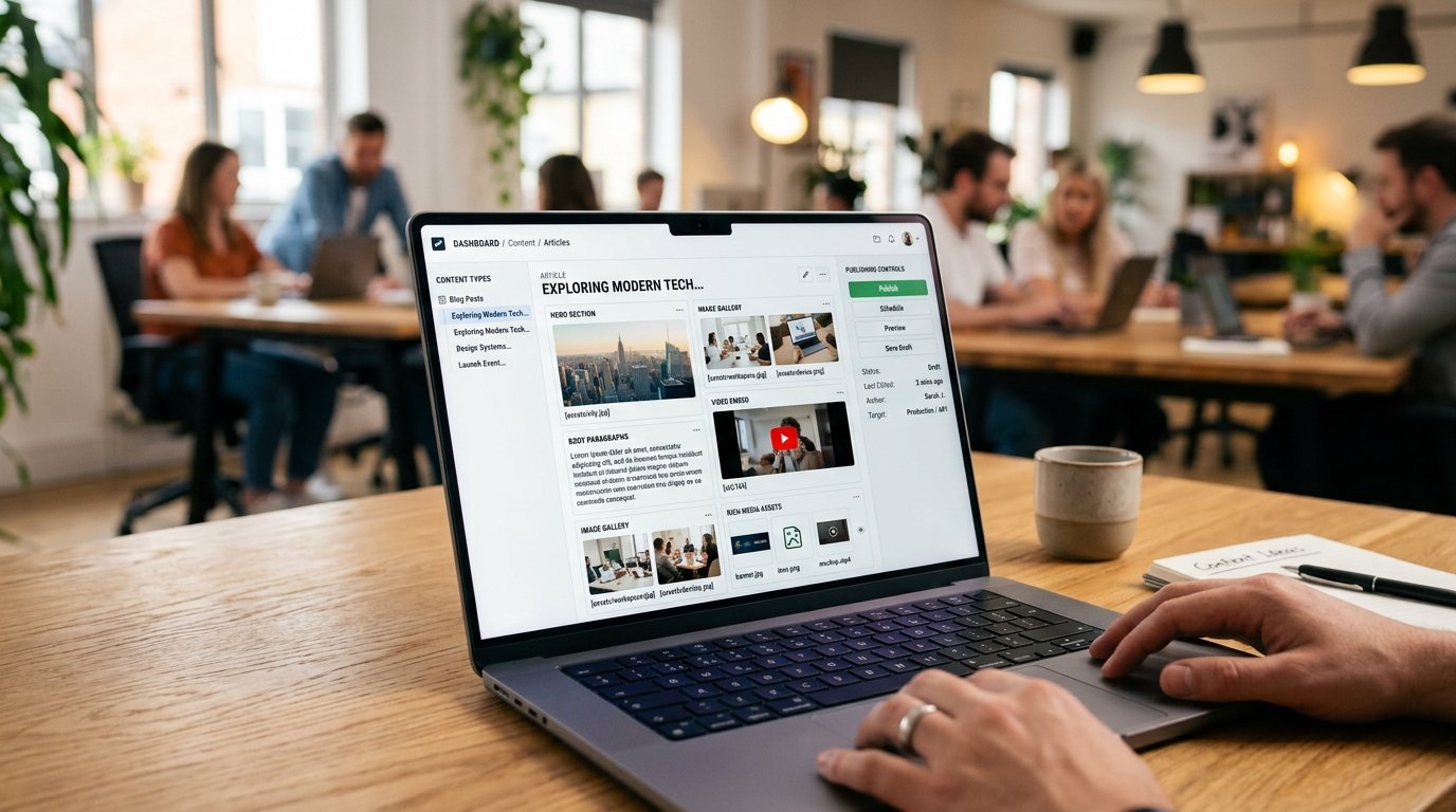 Headless CMS Media Portals on Laptop