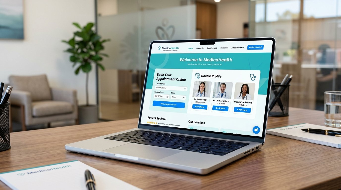 Healthcare and Medical Clinic Portal on Laptop